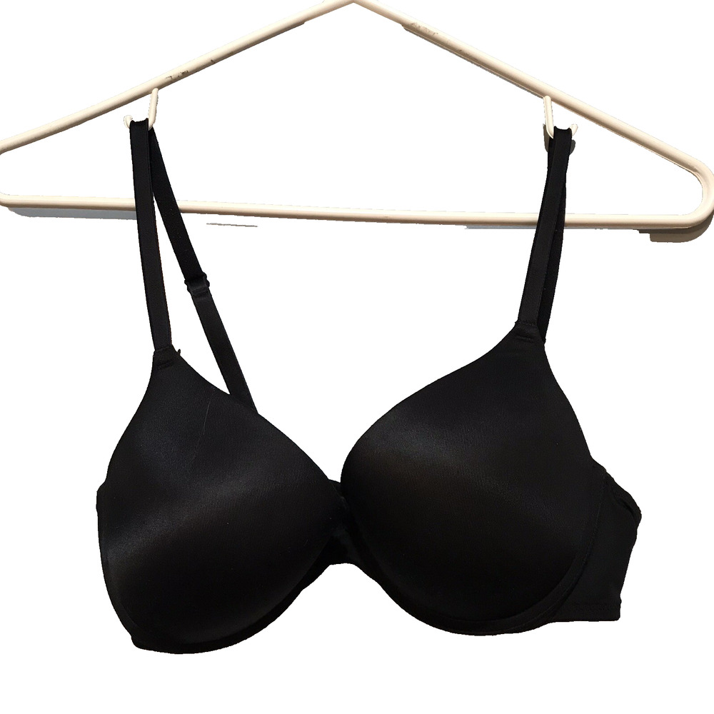 Victoria's Secret PINK Bra 34 C Wear Everywhere Push-Up Black Underwire